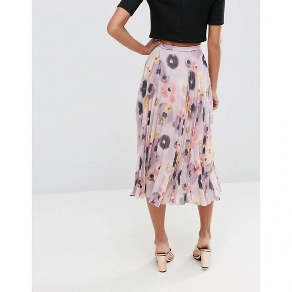 ASOS | Floral Pleated Flowy Midi Skirt - Picture 2 of 3